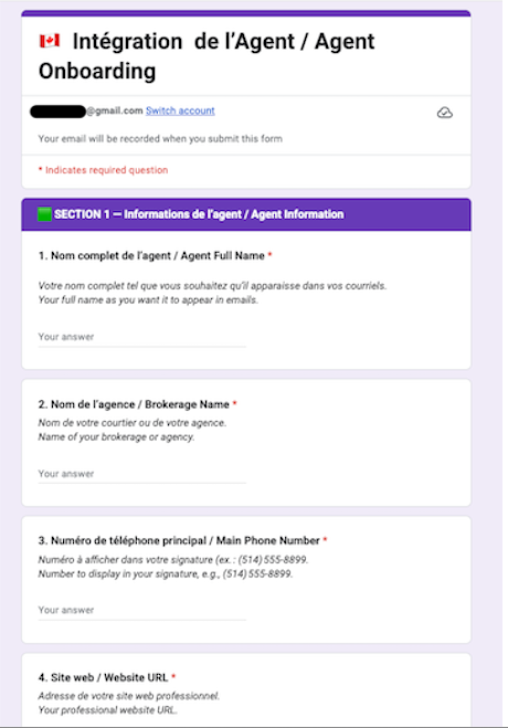 Aperçu du formulaire